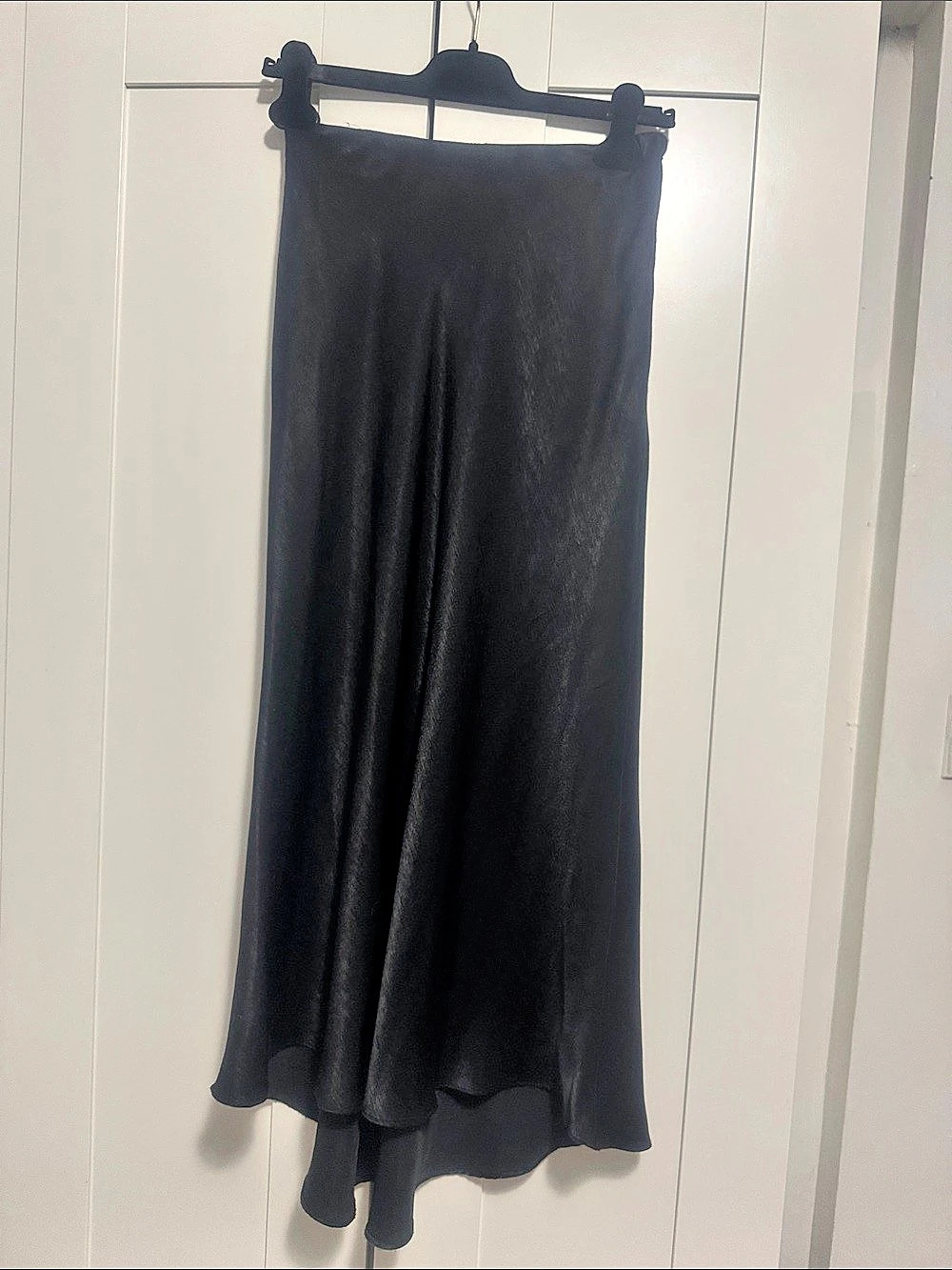 Zara Satin Effect Midi Skirt Black
